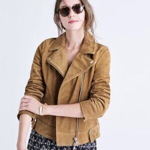 Women's Madewell Camel Suede Motorcycle Jacket M
